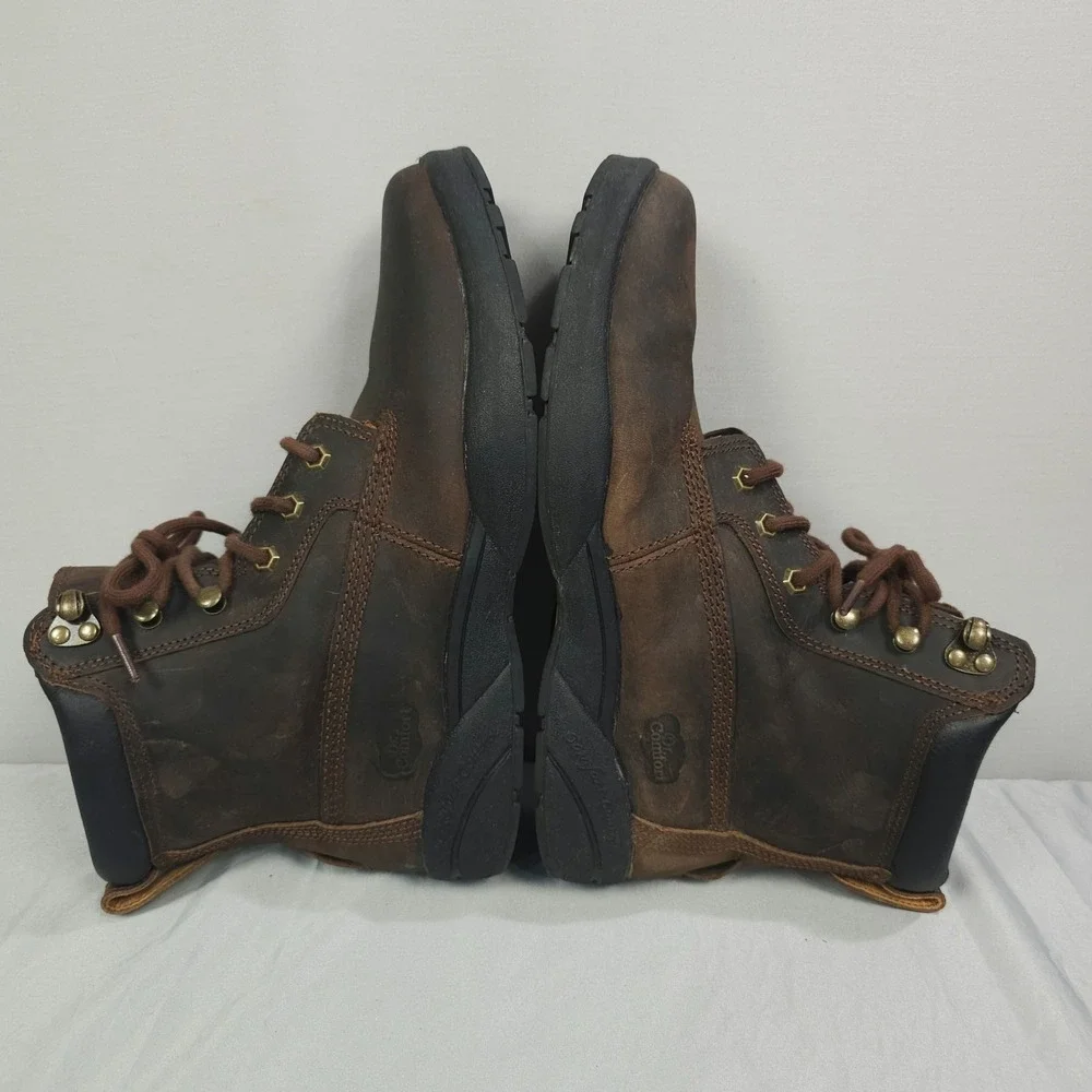 Dr Comfort Boss Boots Men 10.5W Wide Brown Leather Lace-Up Combat Ankle Lace Up